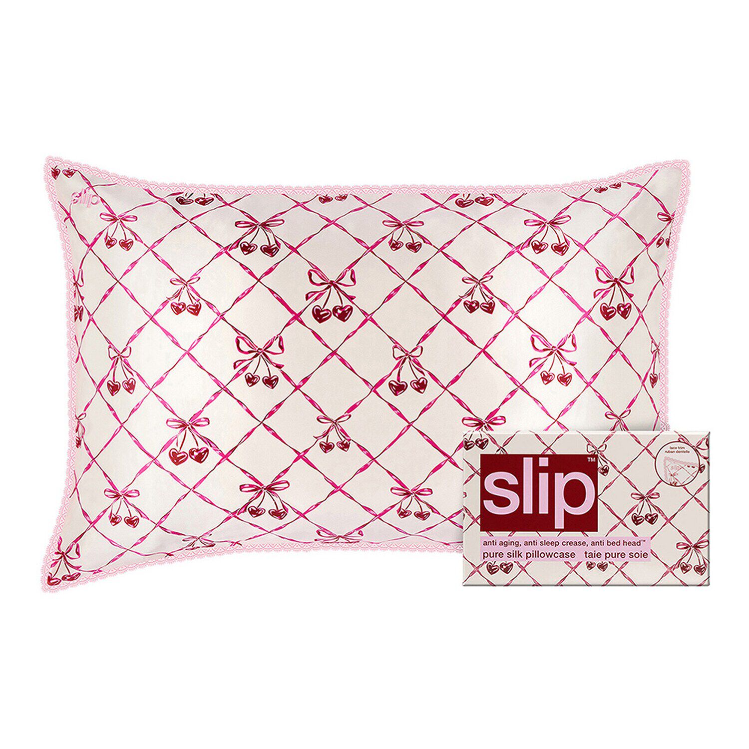 Queen Pillowcase (Lace) - Sweet Cherry