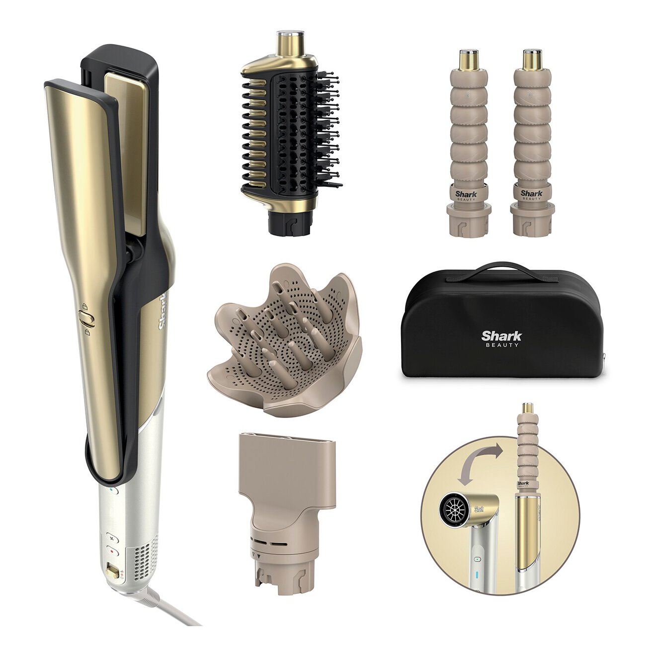 فليكس ستايل جلام للشعر المجعد والمُلتف مع العلبة وإكسسوارات الموزع