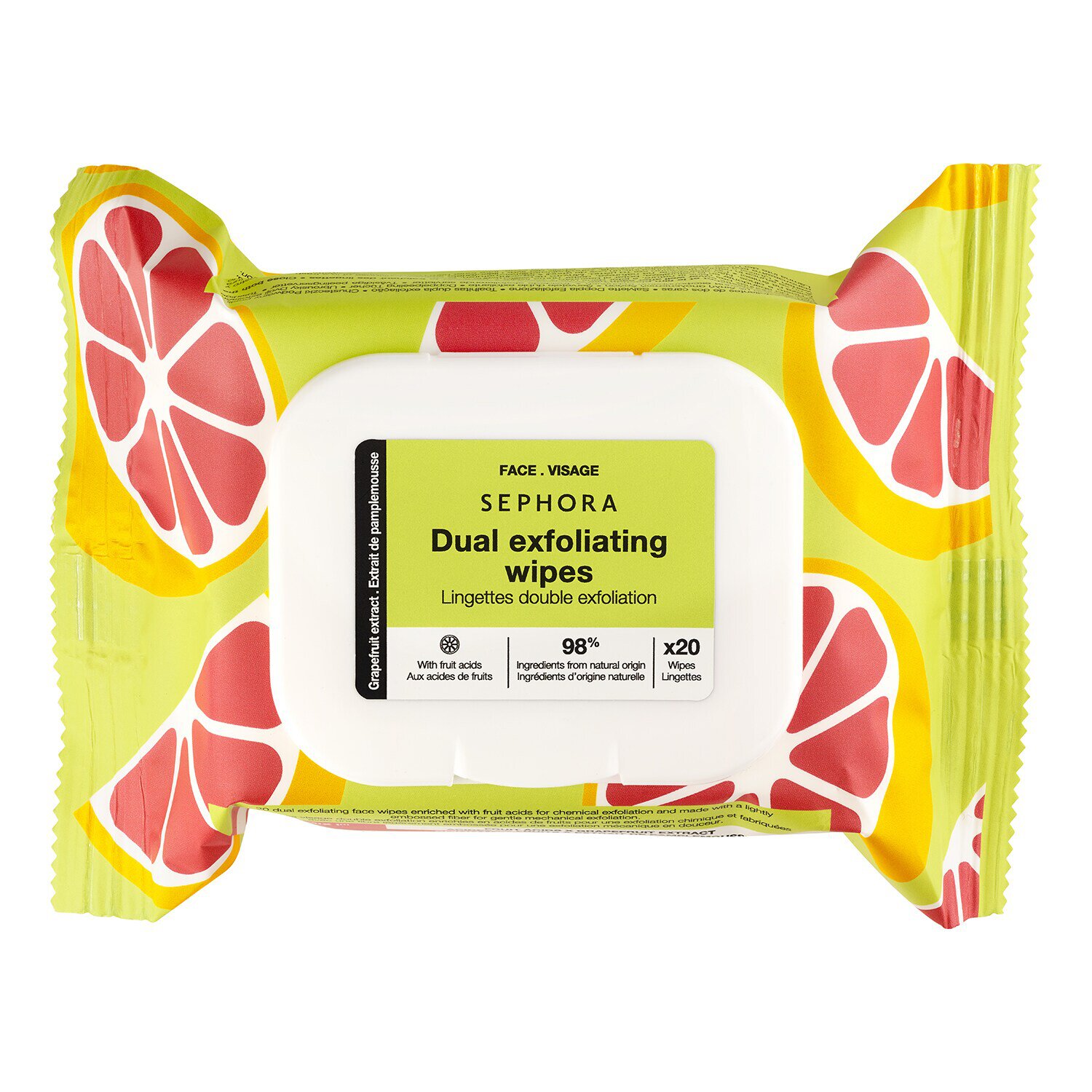 Dual Exfoliating Wipes - Grapefruit Extract + Fruit Acids
