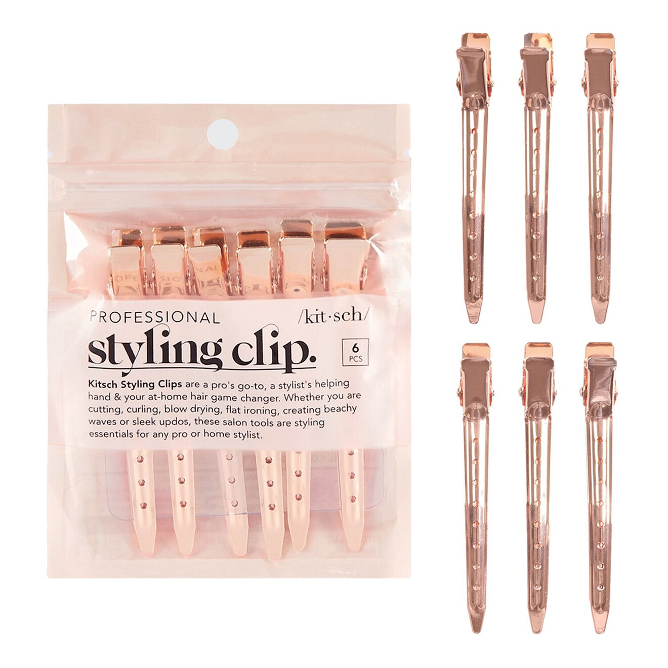 Pro Styling Clips 6pc Set - Rose Gold