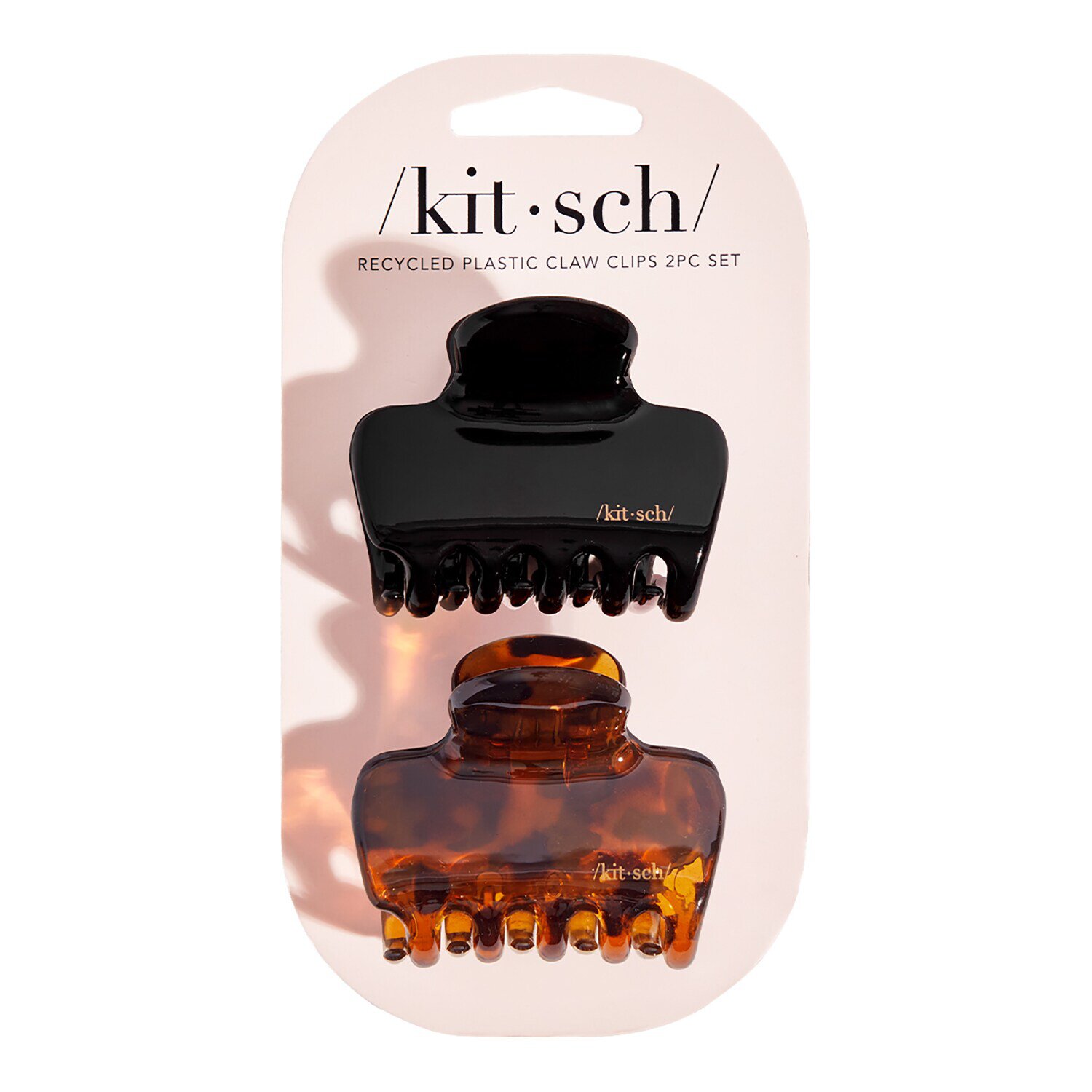 Recycled Plastic Medium Puffy Claw Clips 2pc Set - Black & Tort