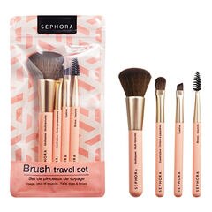 Set of travel brushes Vegan - face, eye and eyebrow brushes, SEPHORA COLLECTION