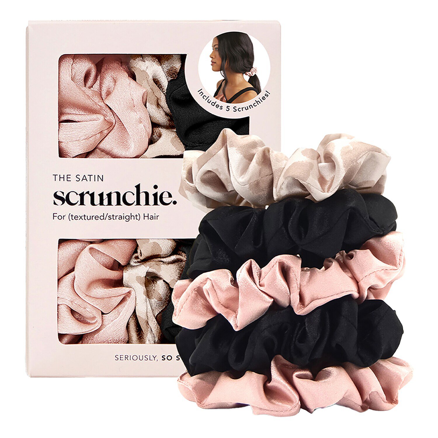 Satin Scrunchies 5pc Set