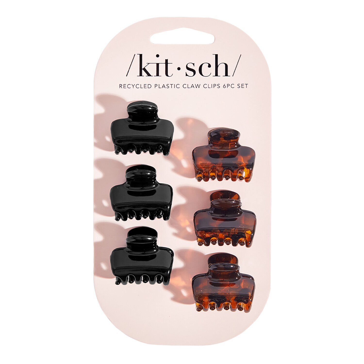 Recycled Plastic Mini Puffy Claw Clips 6pc Set - Black & Tort