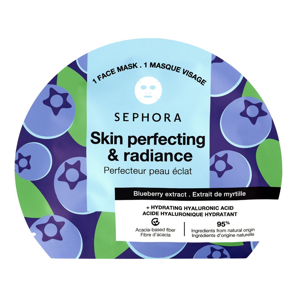 Sephora Collection Fiber Face Masks - Fruit & Plant Extracts + Hydrating Hyaluronic Acid Skin perfecting & radiance mask - blueberry (1 pc)