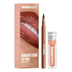 Makeout Sesh Lip Duo Peachy Nudes, HUDA BEAUTY