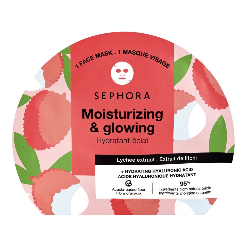 Sephora Collection Fiber Face Masks - Fruit & Plant Extracts + Hydrating Hyaluronic Acid Moisturizing & glowing mask - lychee (1 pc)