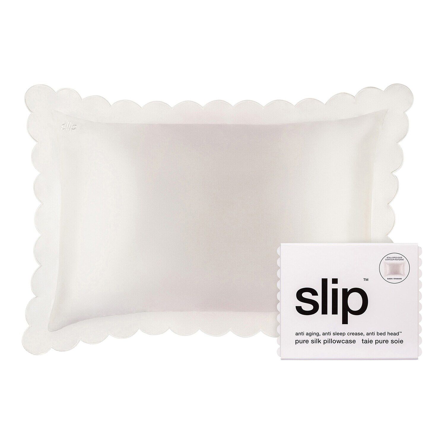 Queen Pillowcase (Scalloped) - White