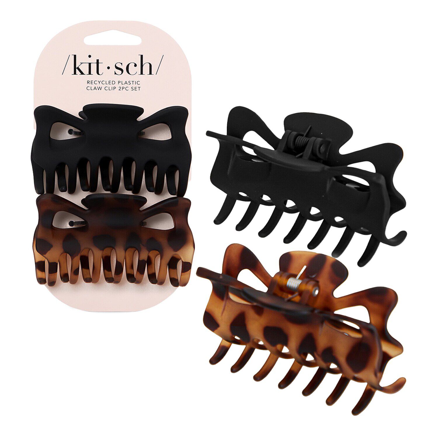 Eco Friendly Black & Tort Claw Clips Set- Large