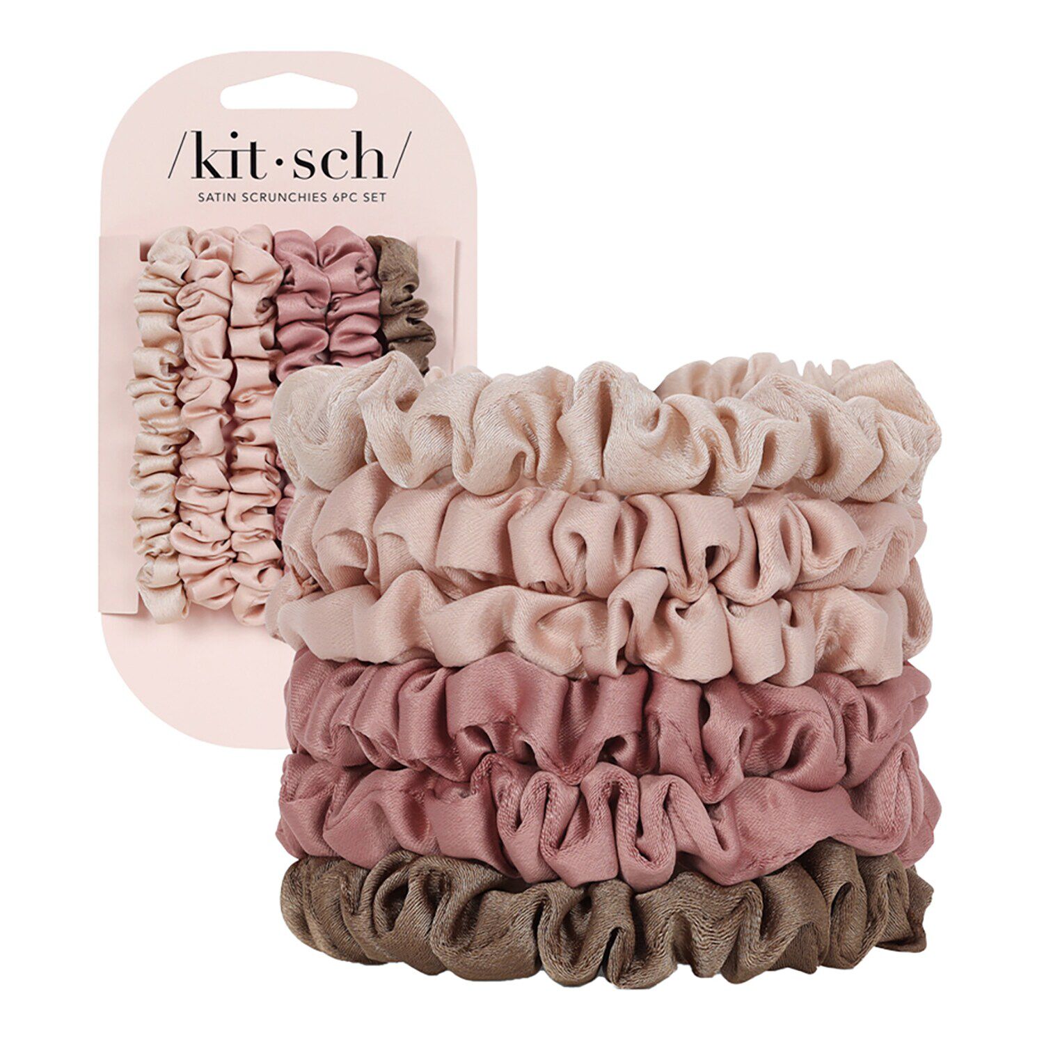 Terracotta Ultra Petite Satin Scrunchies 6pc Set
