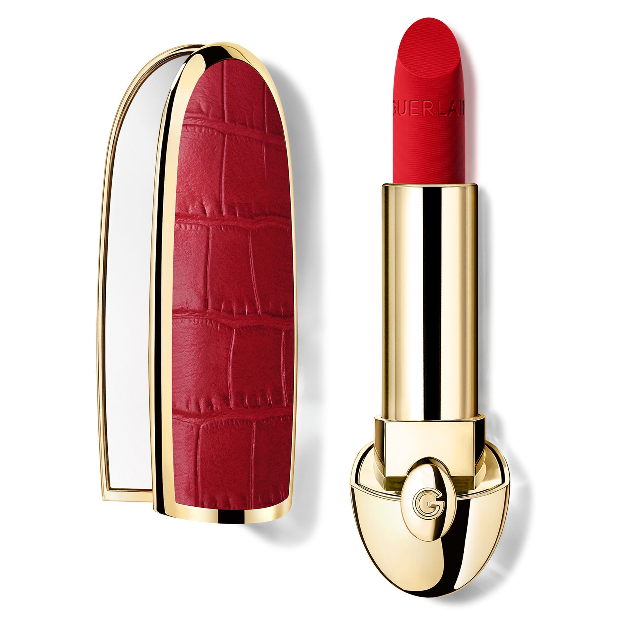 روج جيه أحمر شفاه قابل للتخصيص للعناية الفائقة - عبوة إعادة تعبئة وحافظة مرآة مرصعة بالجواهر