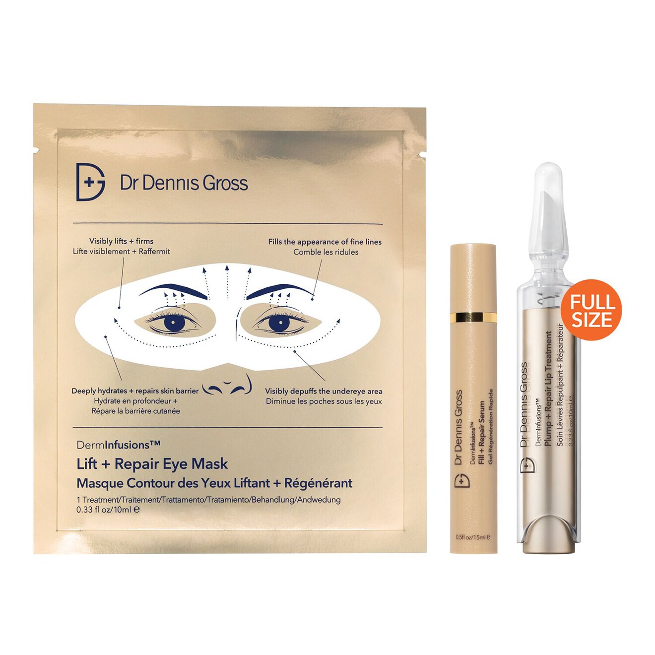 Derminfusions 3D Plump, Fill & Repair Kit (Lip Treatment, Serum & Eye Mask)